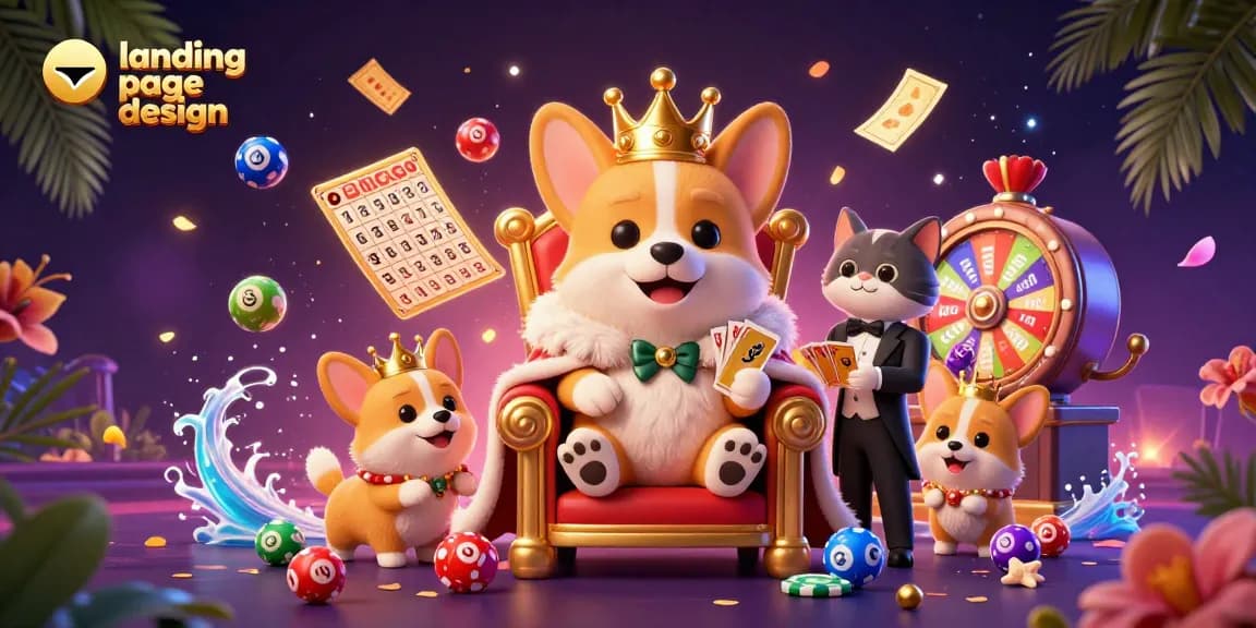 Engage players with landing page design showcasing vibrant casino elements in a lively scene.