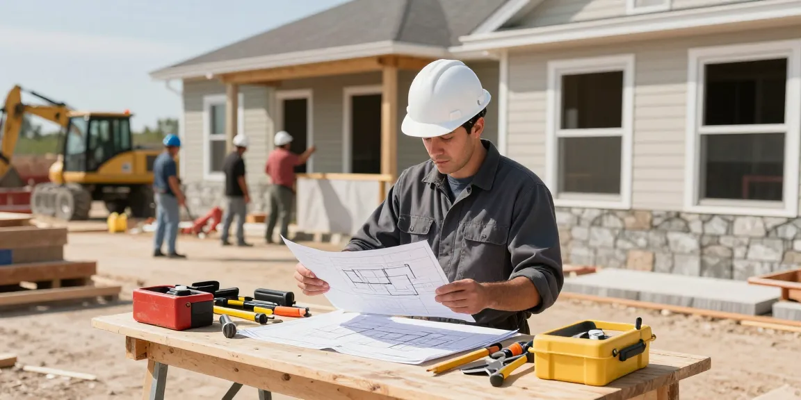 Exterior renovations Regina by a trusted local provider, professional contractor reviewing plans at a commercial renovation site.
