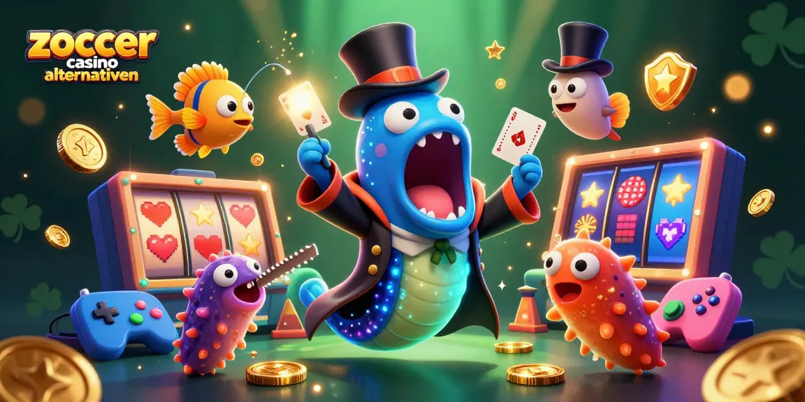 Zoccer-Casino-Alternativen im spannenden 3D-Bild mit leuchtenden Automaten und magischen Kreaturen, die die Spannung am Spielautomaten darstellen.
