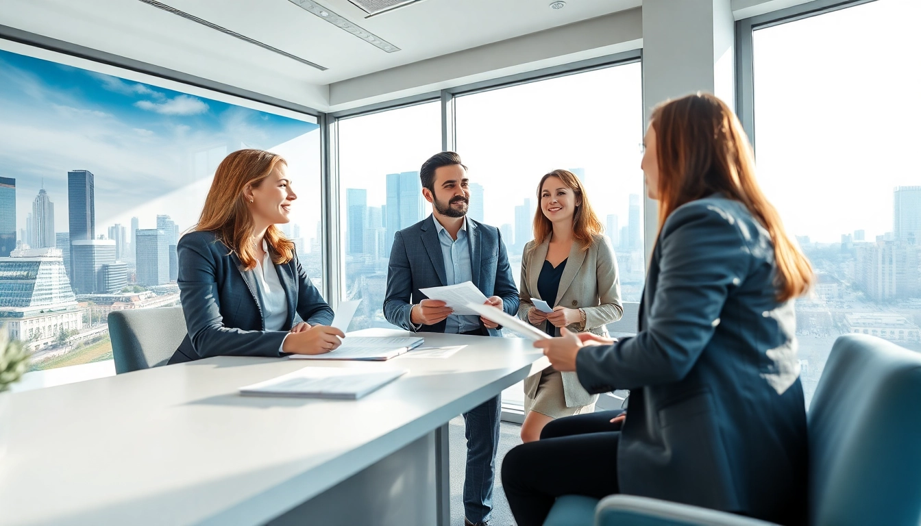 Immobilienmakler Frankfurt Riedberg bei der Beratung von Kunden in einem modernen Büro.