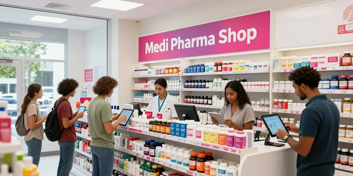 Entdecken Sie den lebhaften Medi Pharma Shop, der eine vielfältige Auswahl an Gesundheits- und Wellnessprodukten bietet.