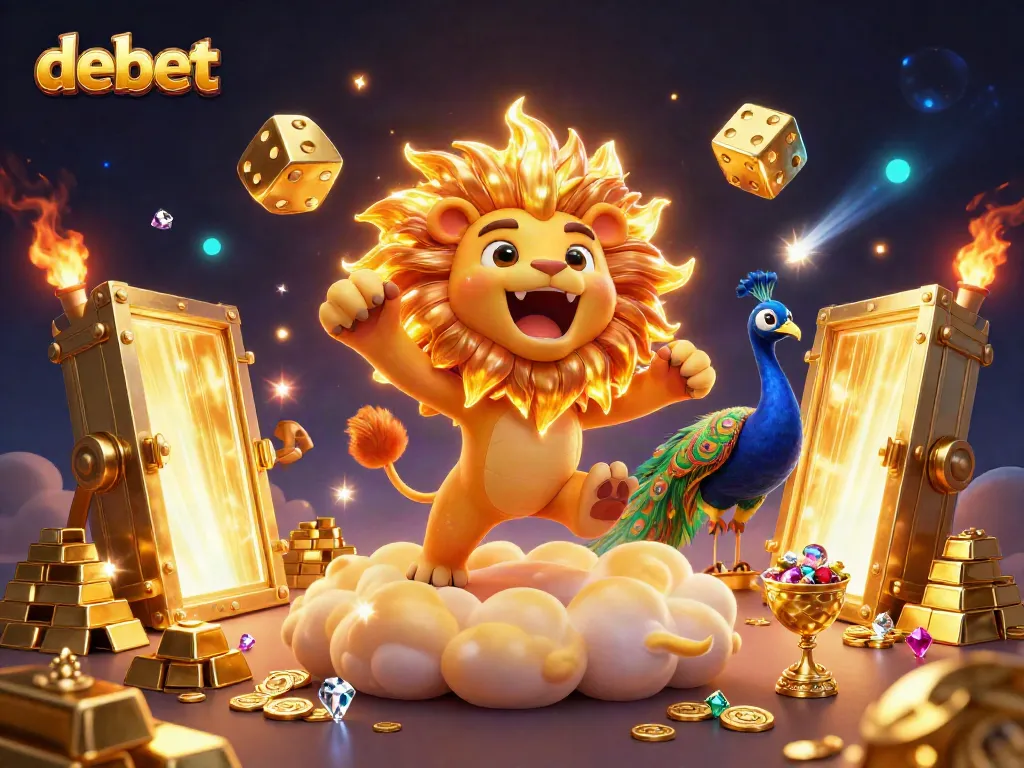 Experience thrilling gameplay at Debet with a vibrant 3D casino scene featuring treasure and excitement.