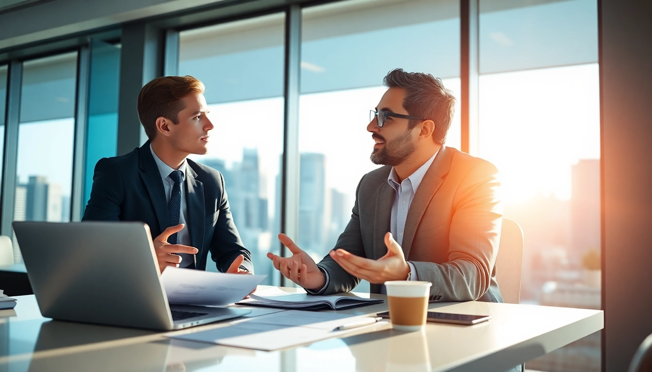 Headhunter Schweiz berät Kunden in modernem Büro über Karrierechancen.